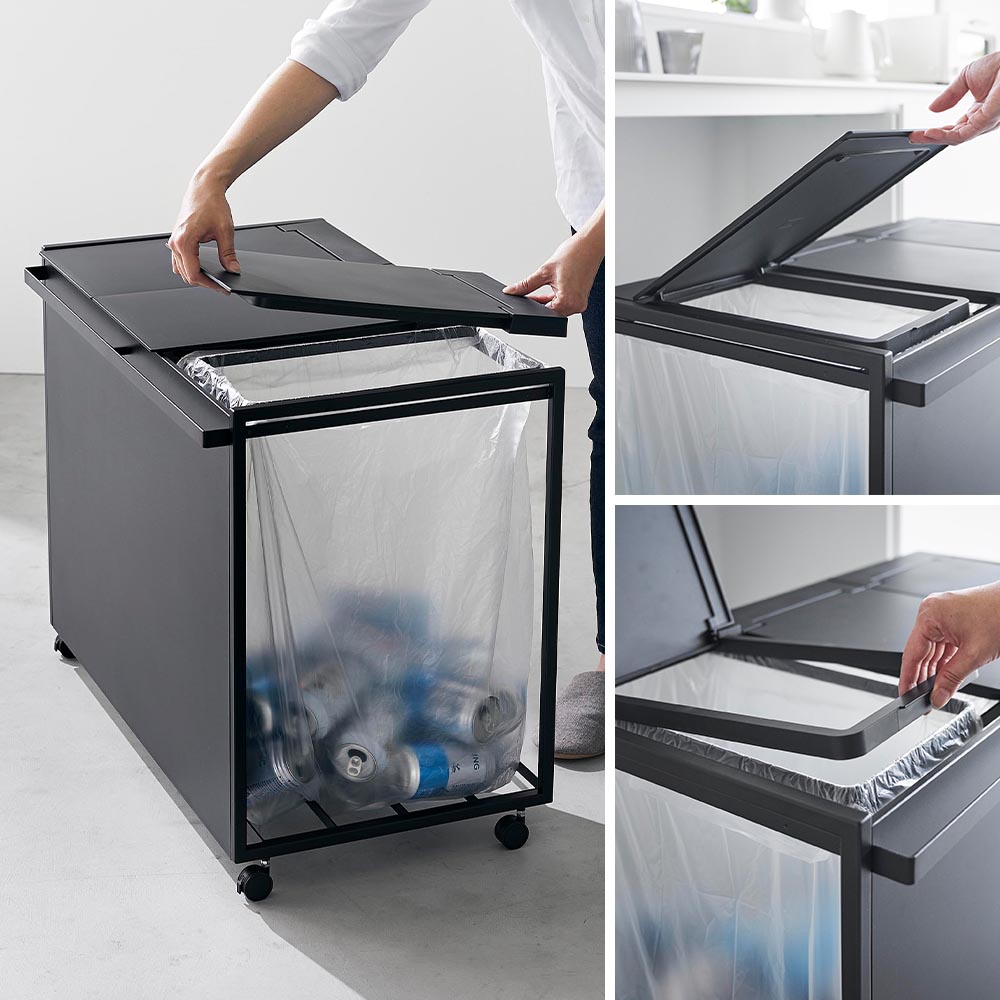 タワー 山崎実業 tower 蓋付き目隠し分別ダストワゴン 45L 3分別 1822