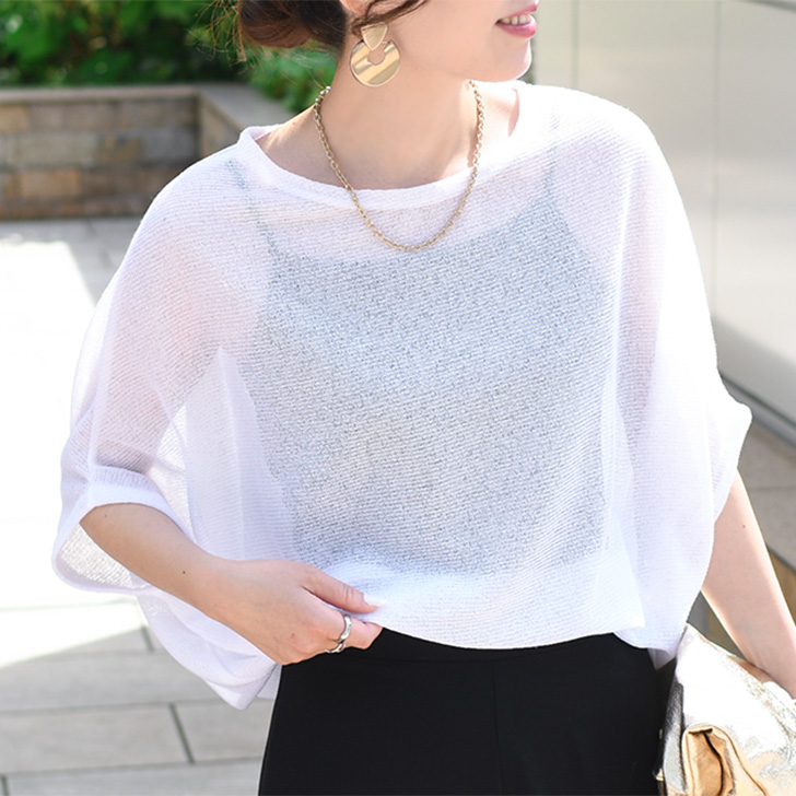 REAL STYLE シアートップス 半袖 サマーニット リネン レディース 夏