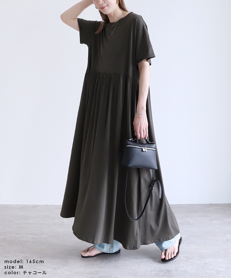 reca（レカ） ウエストギャザー切替ワンピース bel-bs-239 ワンピース