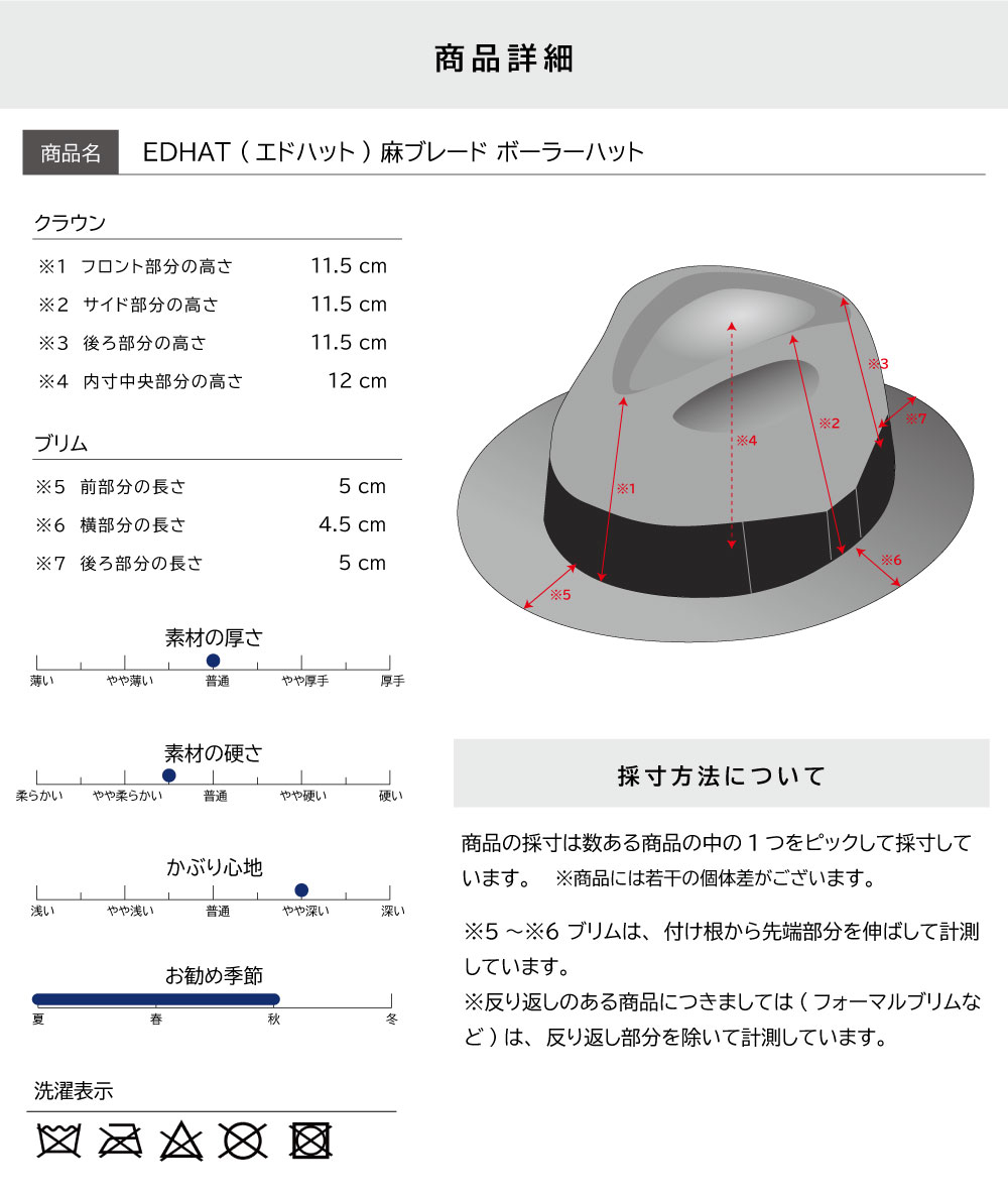 ボーラーハット メンズ レディース ストローハット EDHAT エドハット