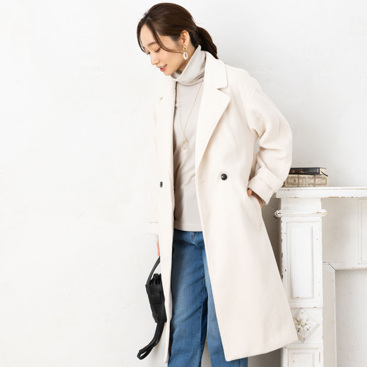 コート レディース 冬 アウター きれいめ 春秋(M〜L)モッサ風 ダブル