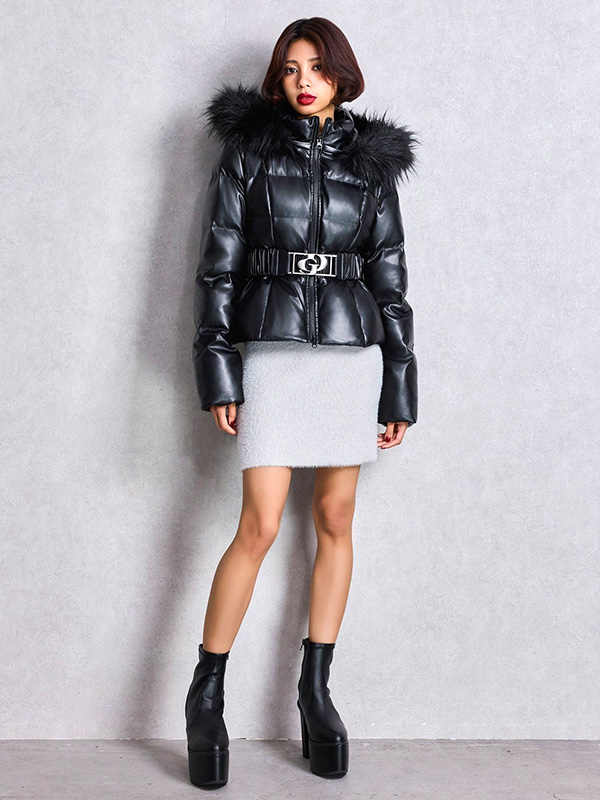 GYDA（ジェイダ） ダウン ショート ブランド 合皮 オリジナルロゴ