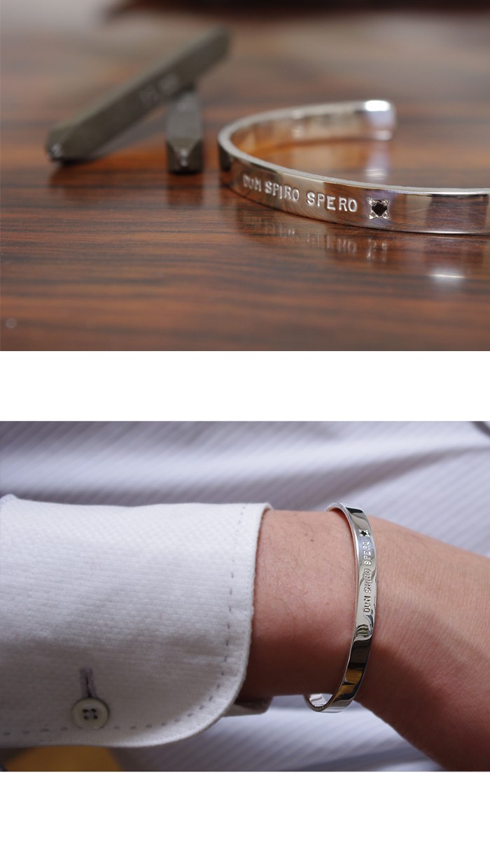 バングル メンズ 名入れ メッセージ 刻印 誕生石 6mm シルバー925 記念