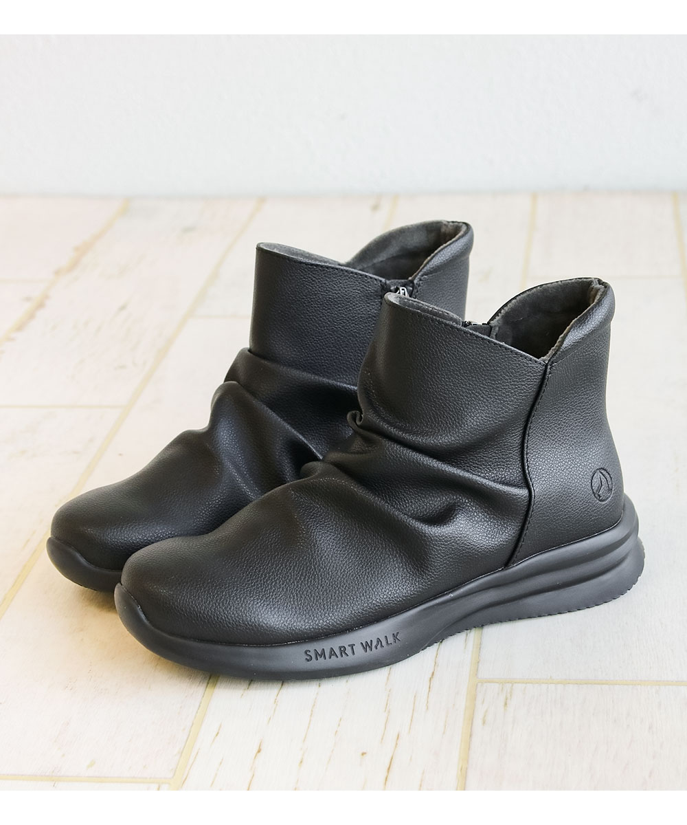 ブーツ レディース ショートブーツ サイドファスナー ツボ押し 凸凹