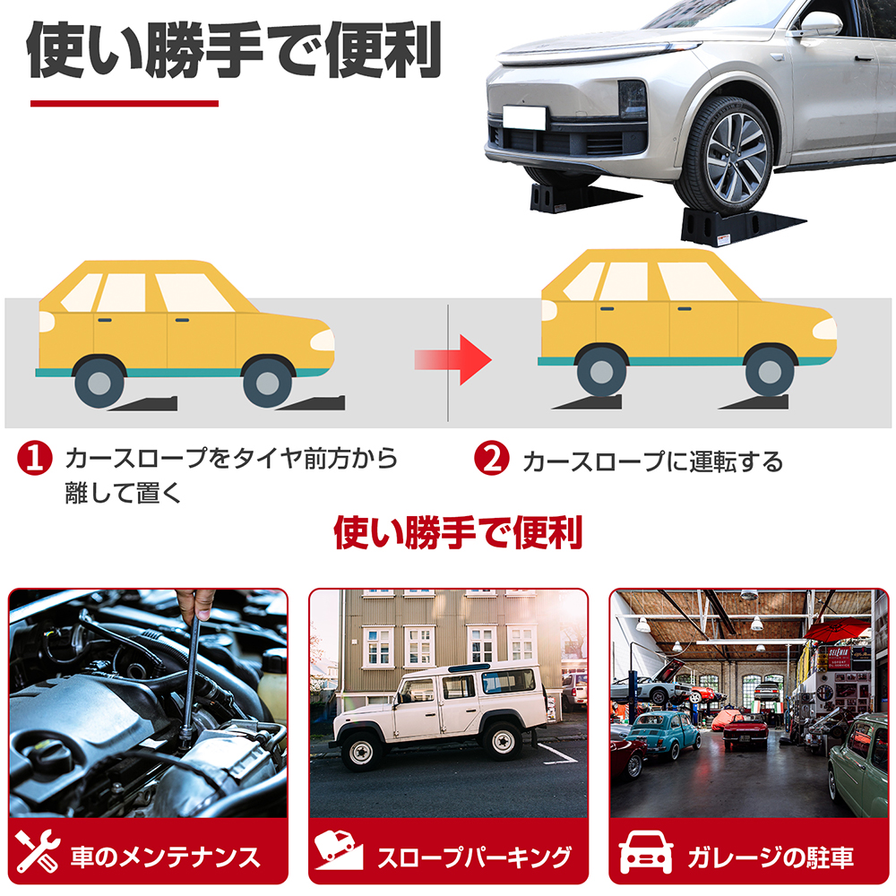 カースロープ ワイド タイヤスロープ スロープジャッキ カーランプ 2個