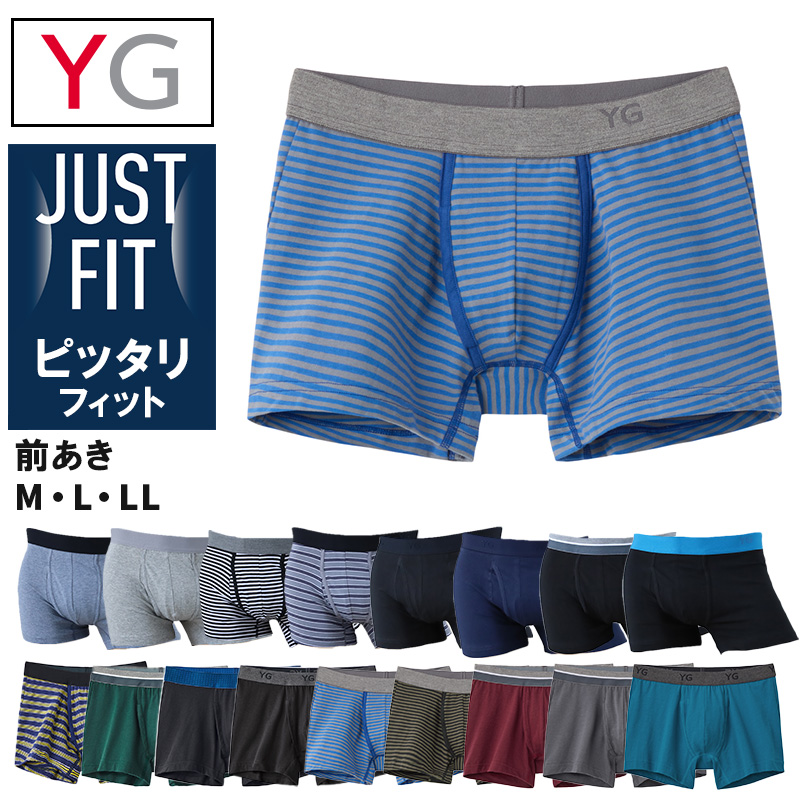 YG グンゼ ボクサーパンツ 綿 メンズ 前開き ボーダー 無地 杢 柄 M