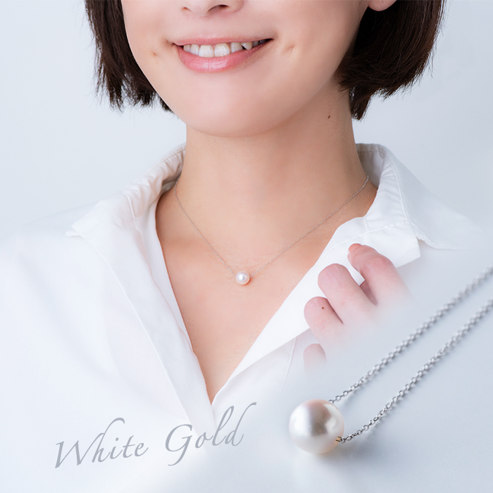 あこや花珠 K10チェーン 8-8.5mm パールネックレス 一粒 アコヤ真珠