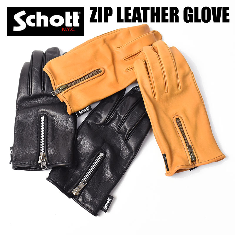 Schott N.Y.C（ショット） Schott 手袋 メンズ ジップ レザー グローブ
