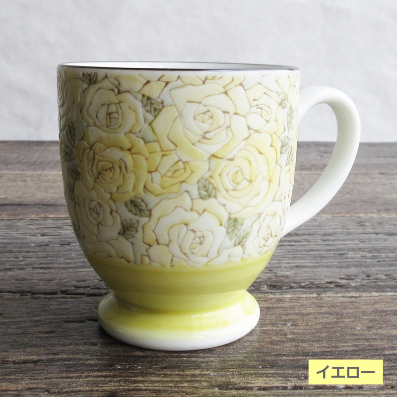 マグカップ マグ 洋食器 日本製 コーヒーマグ 陶磁器 バラ柄 薔薇