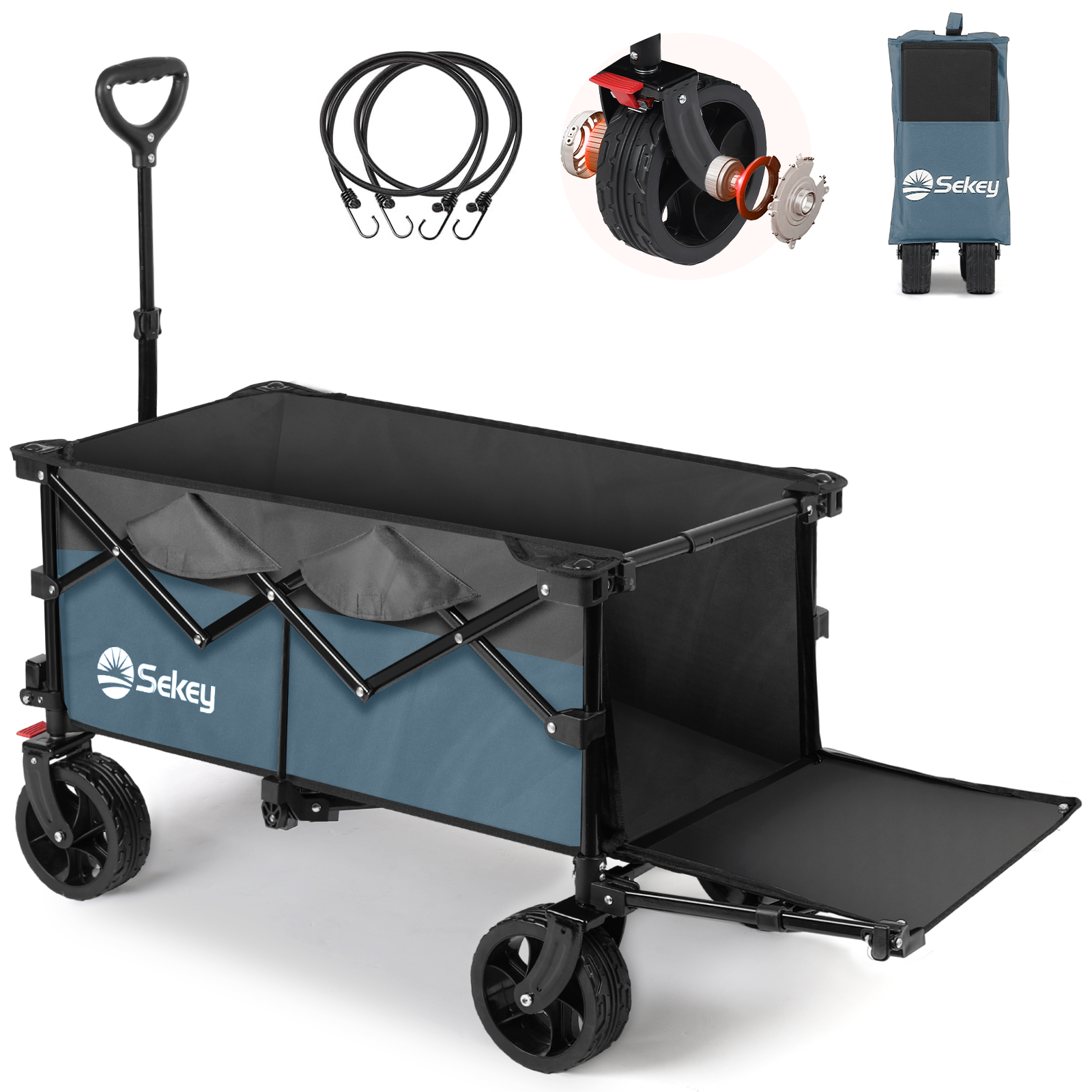 Sekey キャリーカート ワゴン 後部開閉式 長物対応 大容量185L 耐荷重