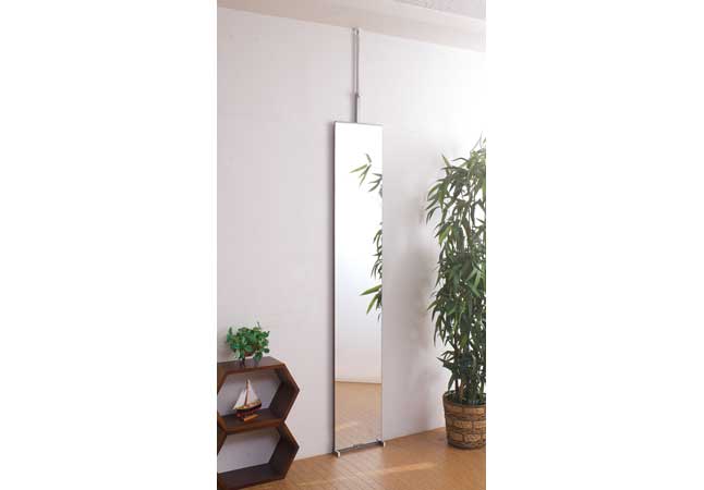 姿見 突っ張り ミラー 全身 鏡 壁面 幅30cm つっぱり 日本製 : 収納