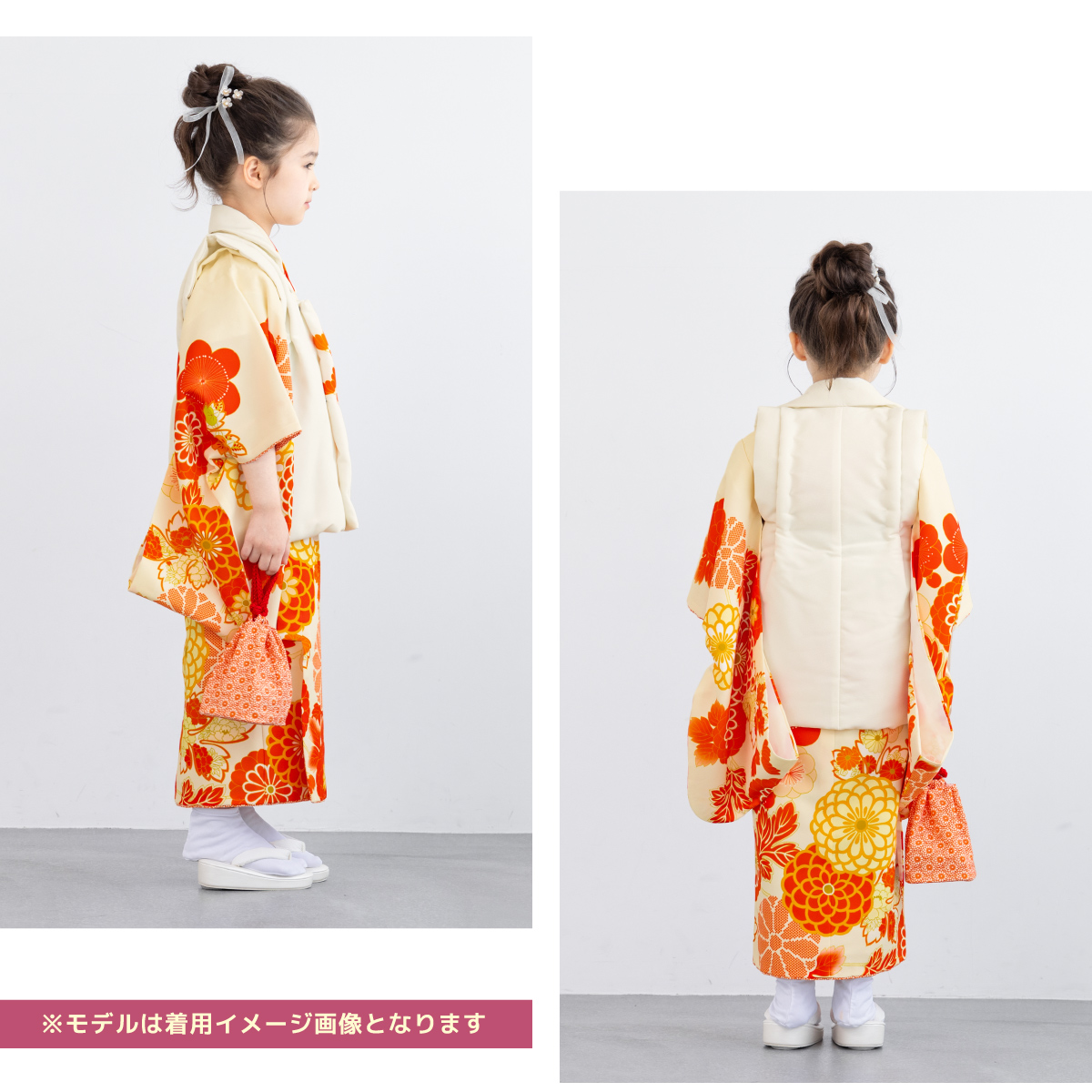 SOUBIEN（創美苑） レンタル 七五三 女の子 3歳 着物 被布 フルセット