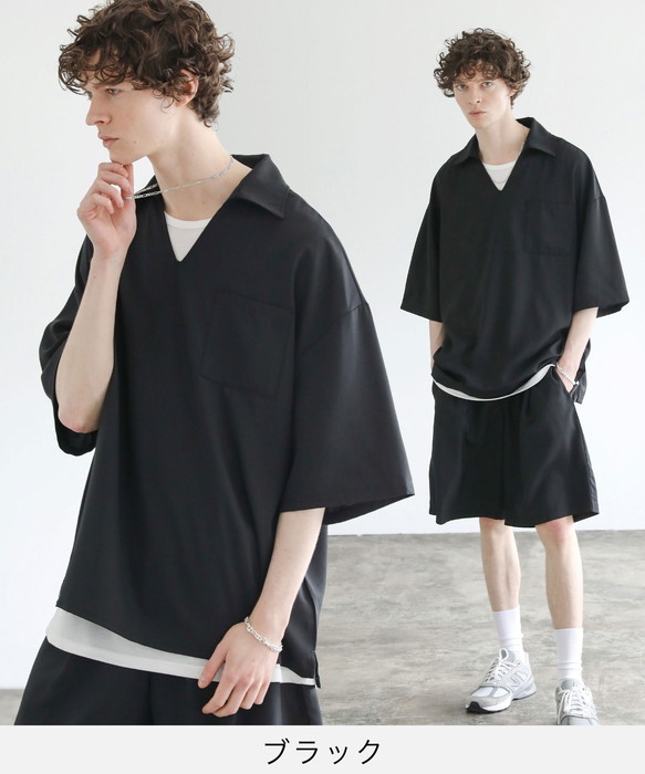 3点セット セットアップ メンズ 夏 夏服 春夏 シャツ 半袖 5分袖シャツ