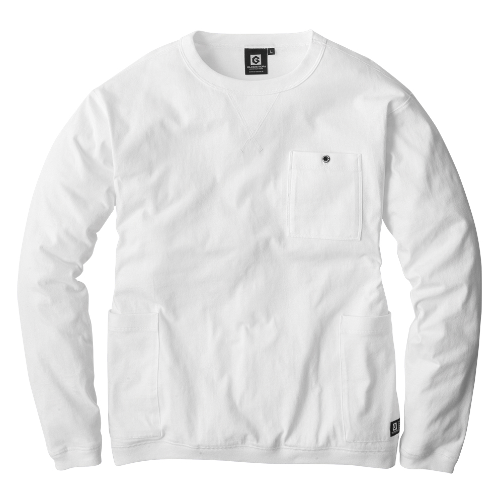 長袖 Tシャツ 5つのポケット 収納 ジャケット対応 ロンT 丸首 ビジネス