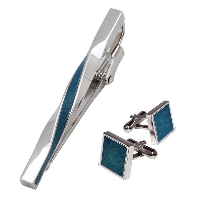 カフス ネクタイピン セット 本革 ツイスト 結婚式 日本製 真鍮