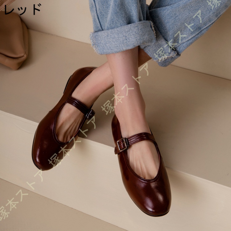 バレエシューズ パンプス レディース ストラップ フラットシューズ 本