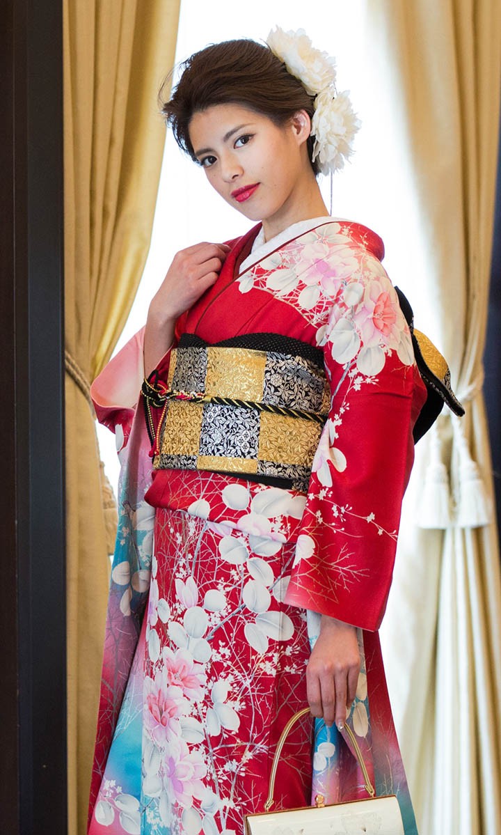 高級正絹 振袖レンタル 送料無料 FS-035 赤系 振袖 成人式 レンタル