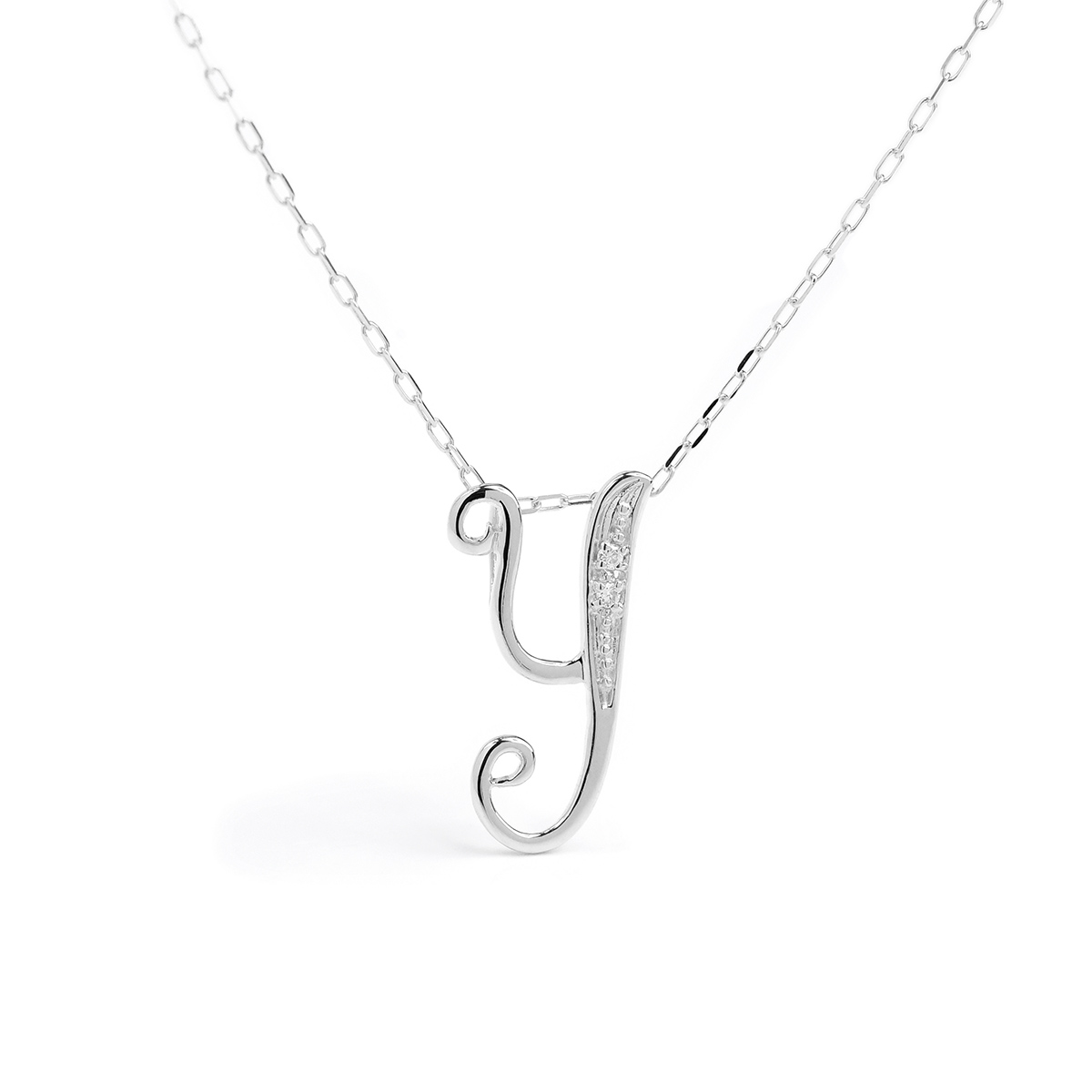 イニシャル ネックレス K18 little ダイヤモンド 天然石