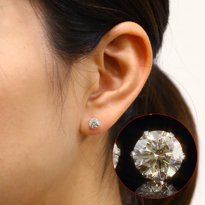 天然ダイヤモンド 0.7ct Pt900（プラチナ) 一粒ピアス 鑑別書付き 一粒