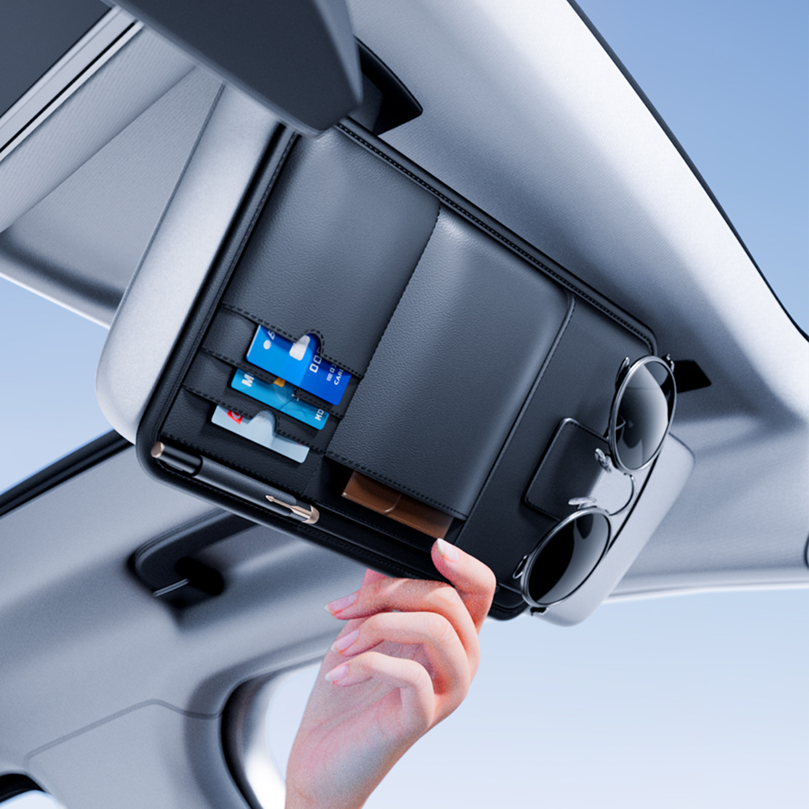 マツダ CX-60 サンバイザーポケット サングラスホルダー PU レザー