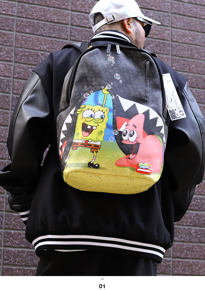 SPRAY GROUND × スポンジボブ リュック バックパック レザー 大きめ 大