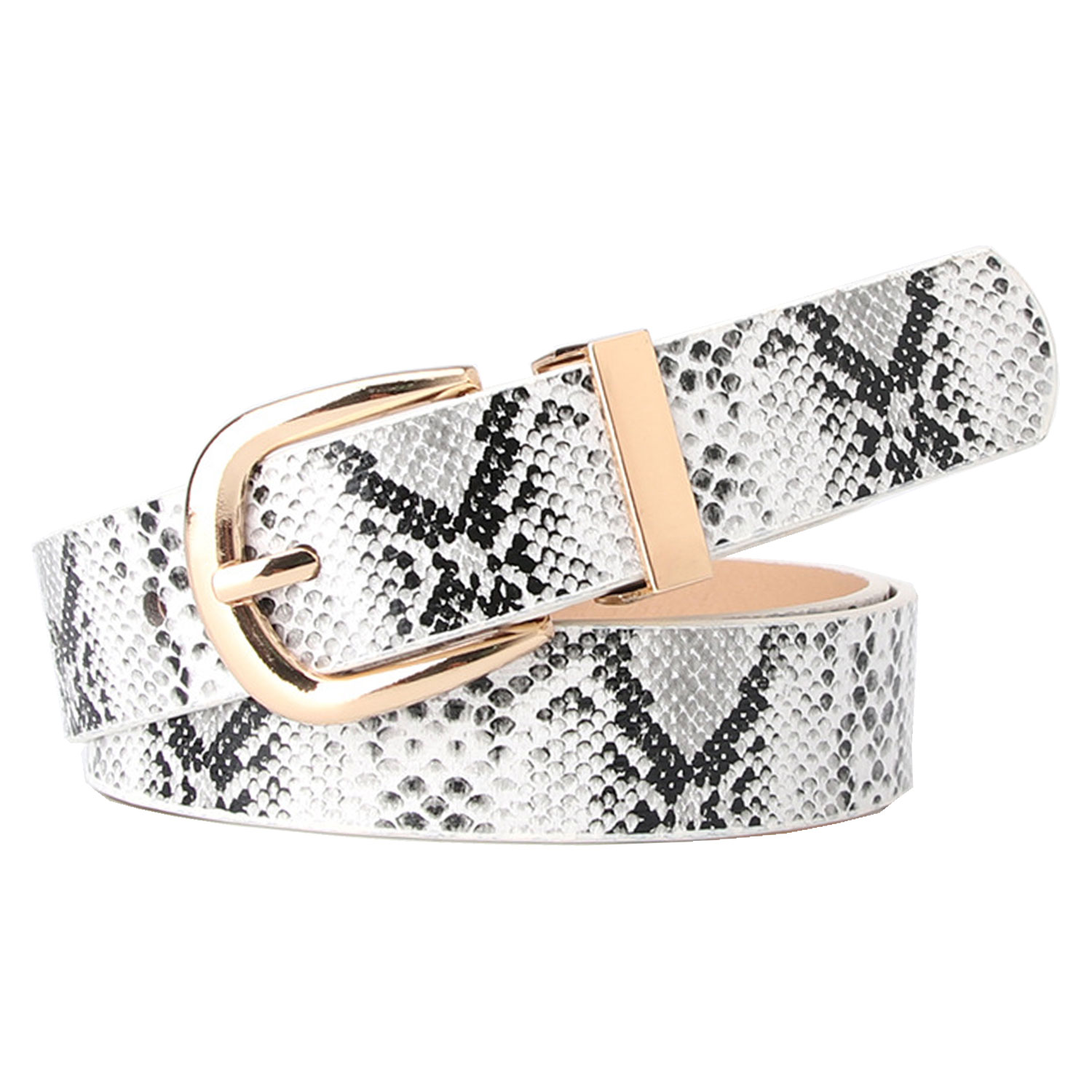 ベルト レディース 蛇革柄 パイソン PUレザー 5カラー : WING LEATHER