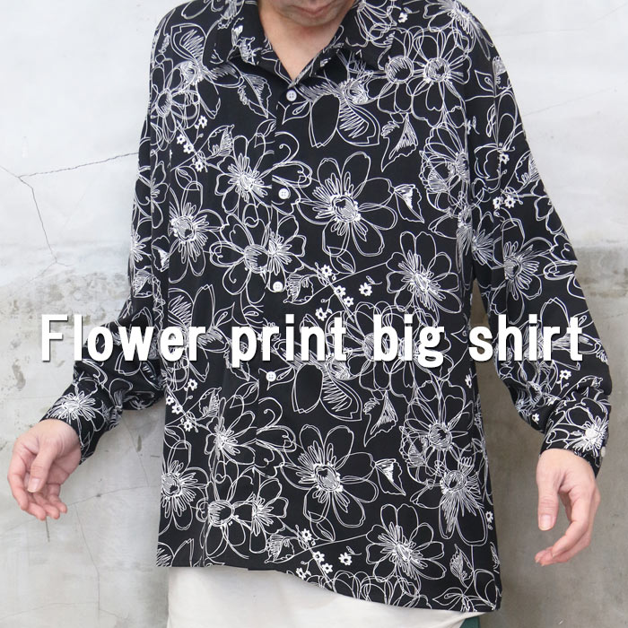 大人モードな花柄』SS!!花柄プリントビッグシャツ☆ [M便 1/1