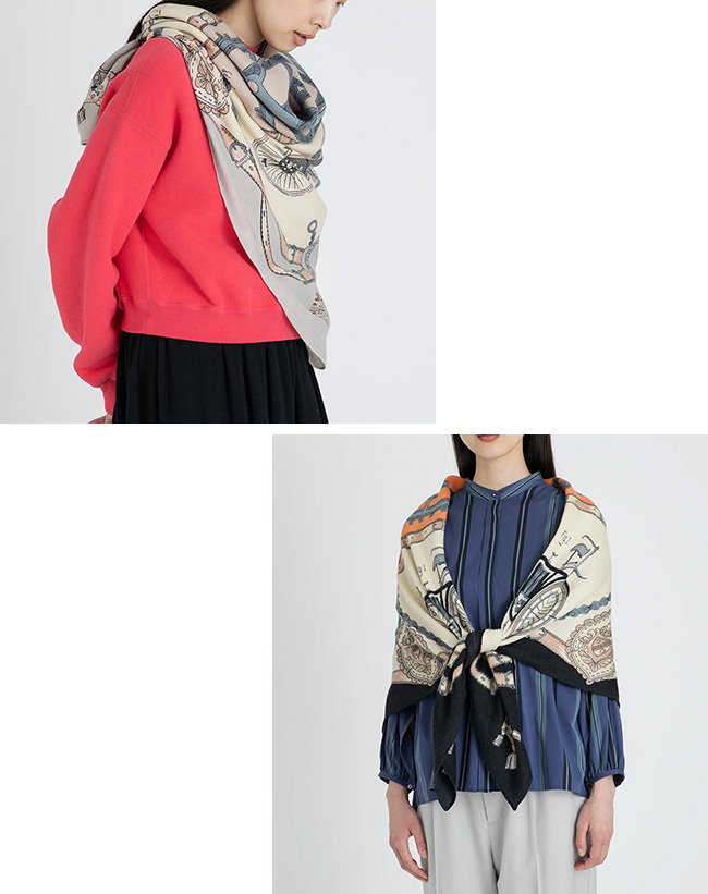 manipuri マニプリ ＜ウールシルクストールヘリンボーン織120