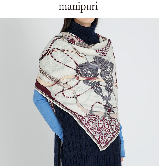 manipuri マニプリ ＜ウールシルクストールヘリンボーン織120