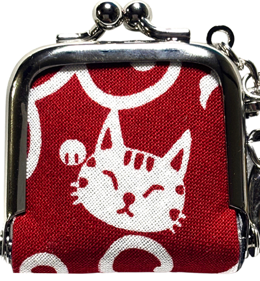 がま口 キーホルダー ミニ 猫 唐草模様 日本製 小銭入れ コインケース