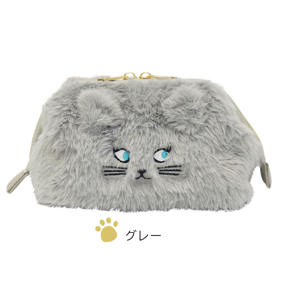 にゃんこファーワイヤーポーチ 猫 ネコ グッズ ねこちゃん ポーチ
