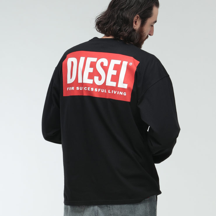 DIESEL（ディーゼル） ロンT メンズ ロゴ バックBOXロゴ プリント