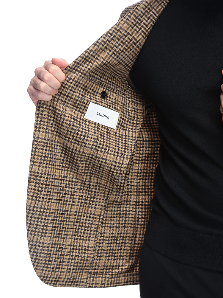 LARDINI（ラルディーニ） ウール カシミヤ グレンプレイド シングル