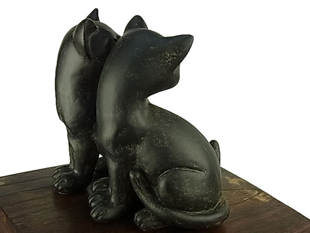 アンティーク調 雑貨 置物 オブジェ モールドアニマル 双子の猫 双子