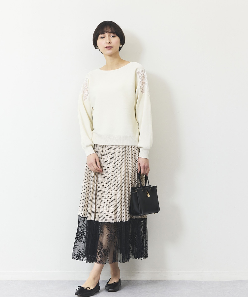 ドット×レーススカート
