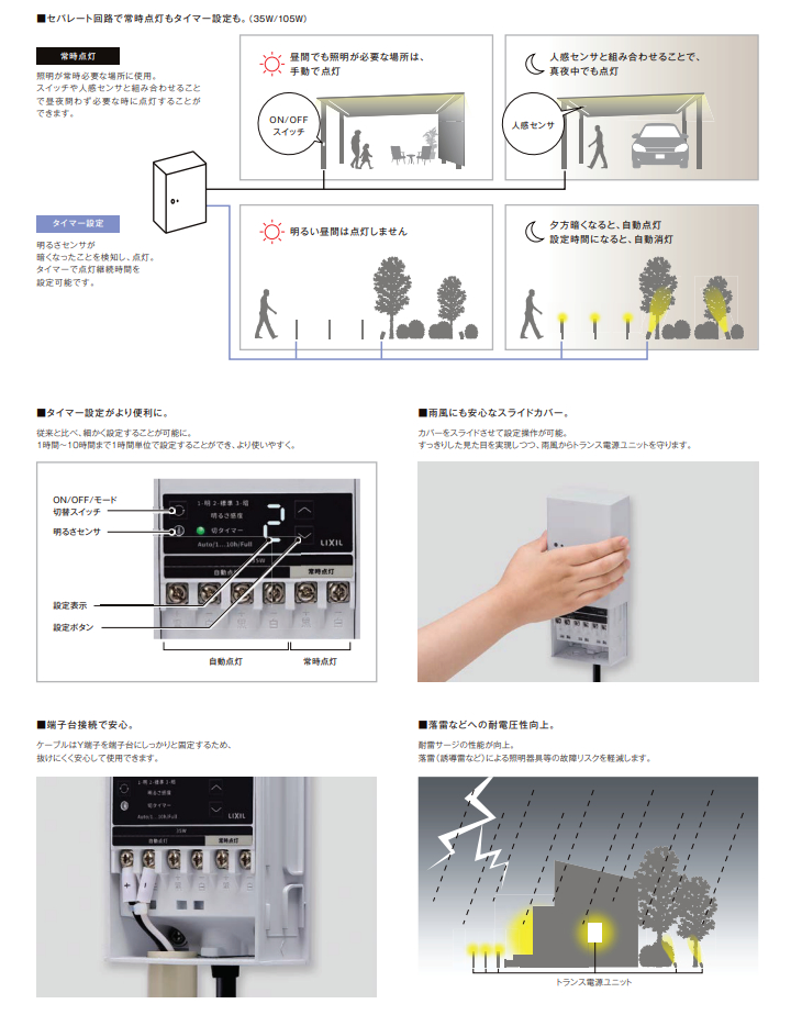 LIXIL（リクシル） トランス電源ユニット 壁付用 常時点灯回路付き 35W
