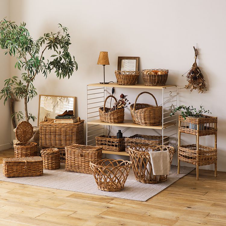 2段バスケット かご カゴ 収納 ラタン 籐 AROROG 籐家具 ラタン家具