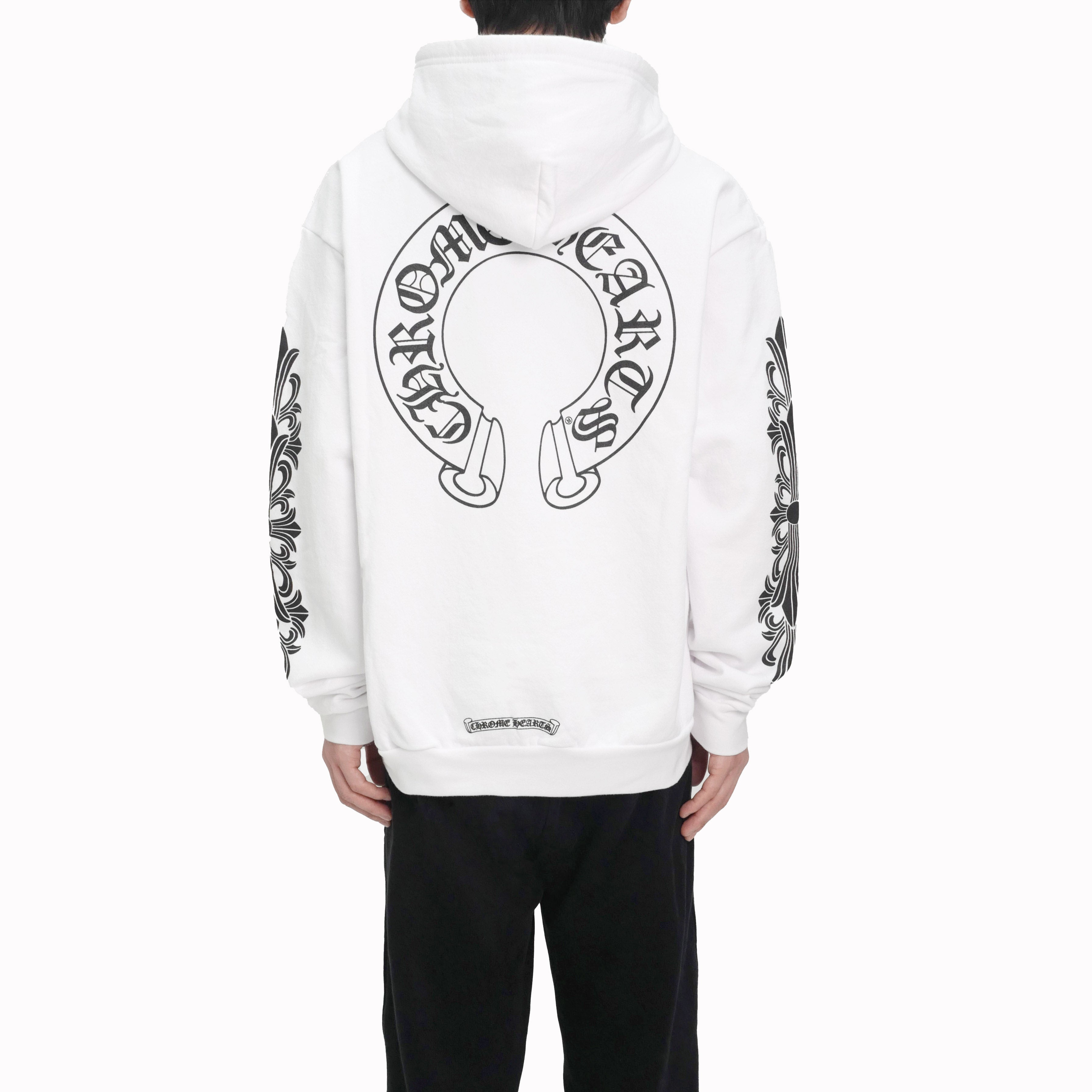Chrome Hearts Horseshoe Floral Sleeve Fleece Zip Up Hoodie - SRM