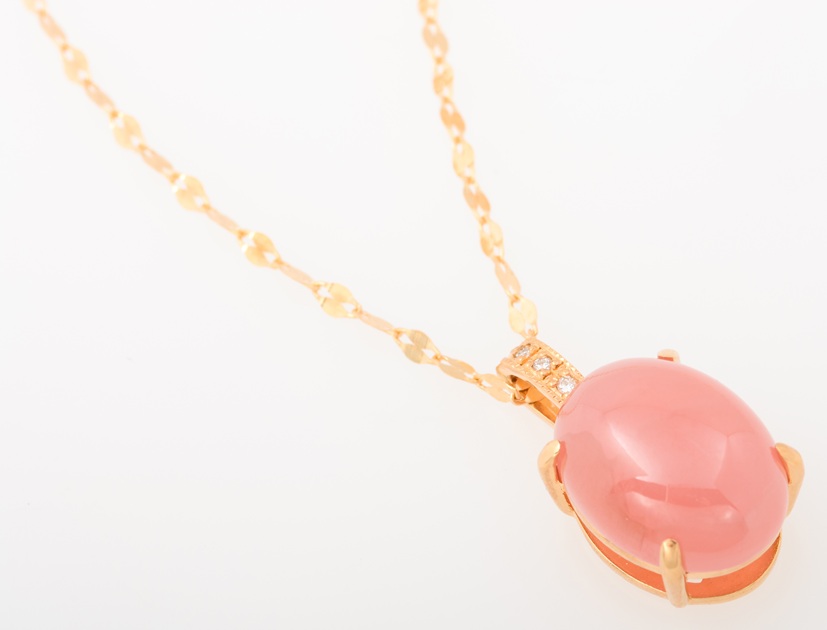 K18 ローズクォーツ・ダイヤモンド ネックレス 品番r24-133 | 島田質店