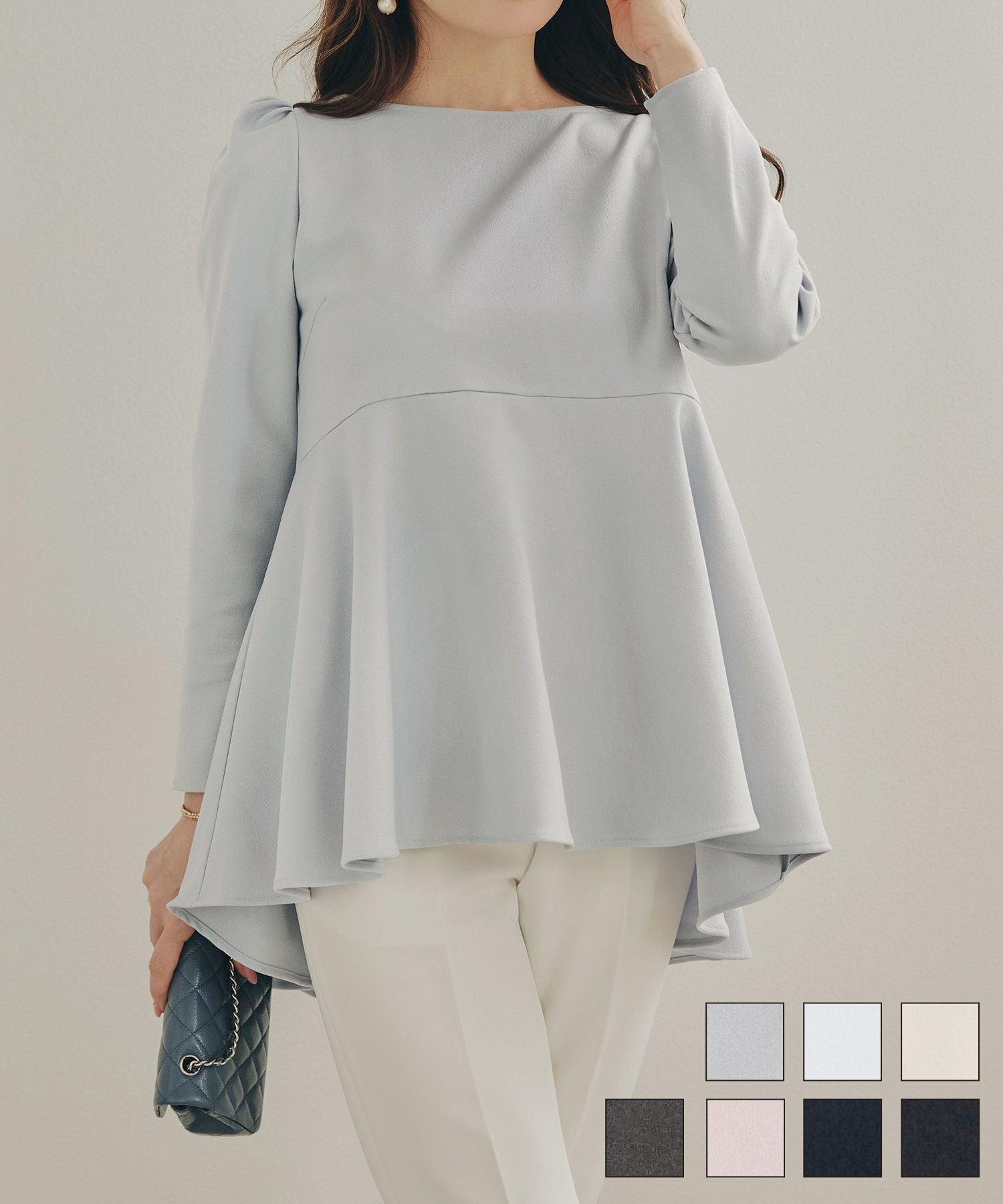 タックスリーブ 9分袖 フレア ブラウス Liala×PG 全7色｜lpg811-0986