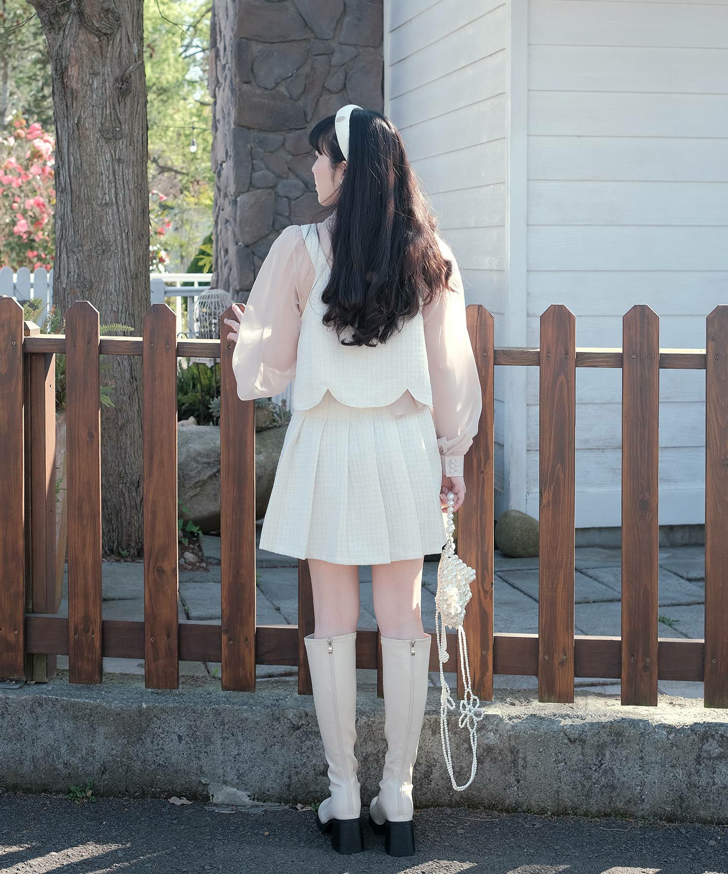 ツイード プリーツ ミニ スカート miolite 全2色｜mio611-0029【2