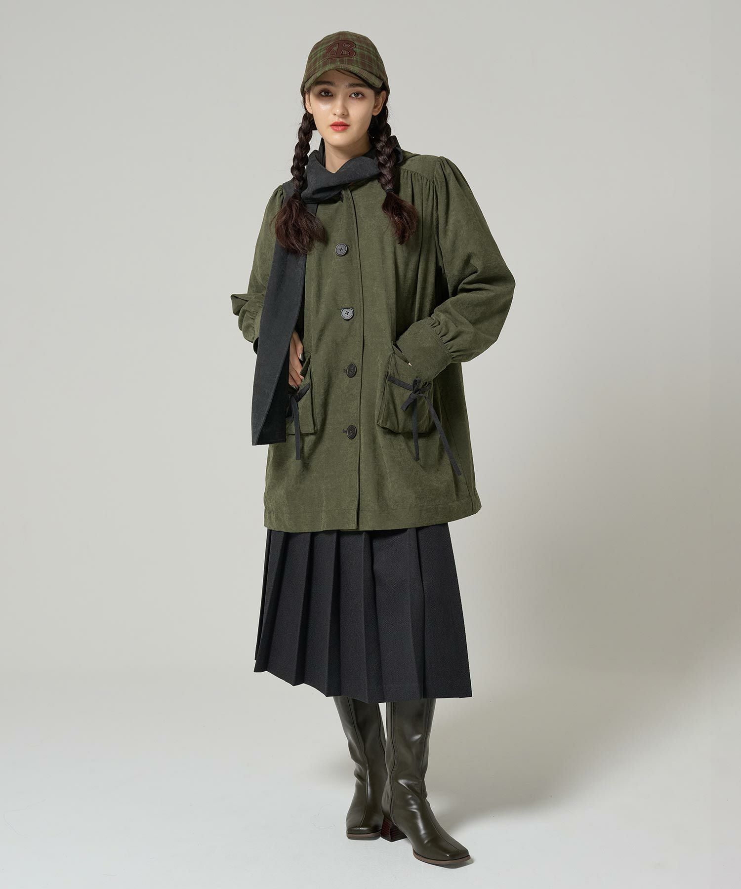 ストール付き フーディーコート TINA：JOJUN 全2色｜tnj131-0892【3