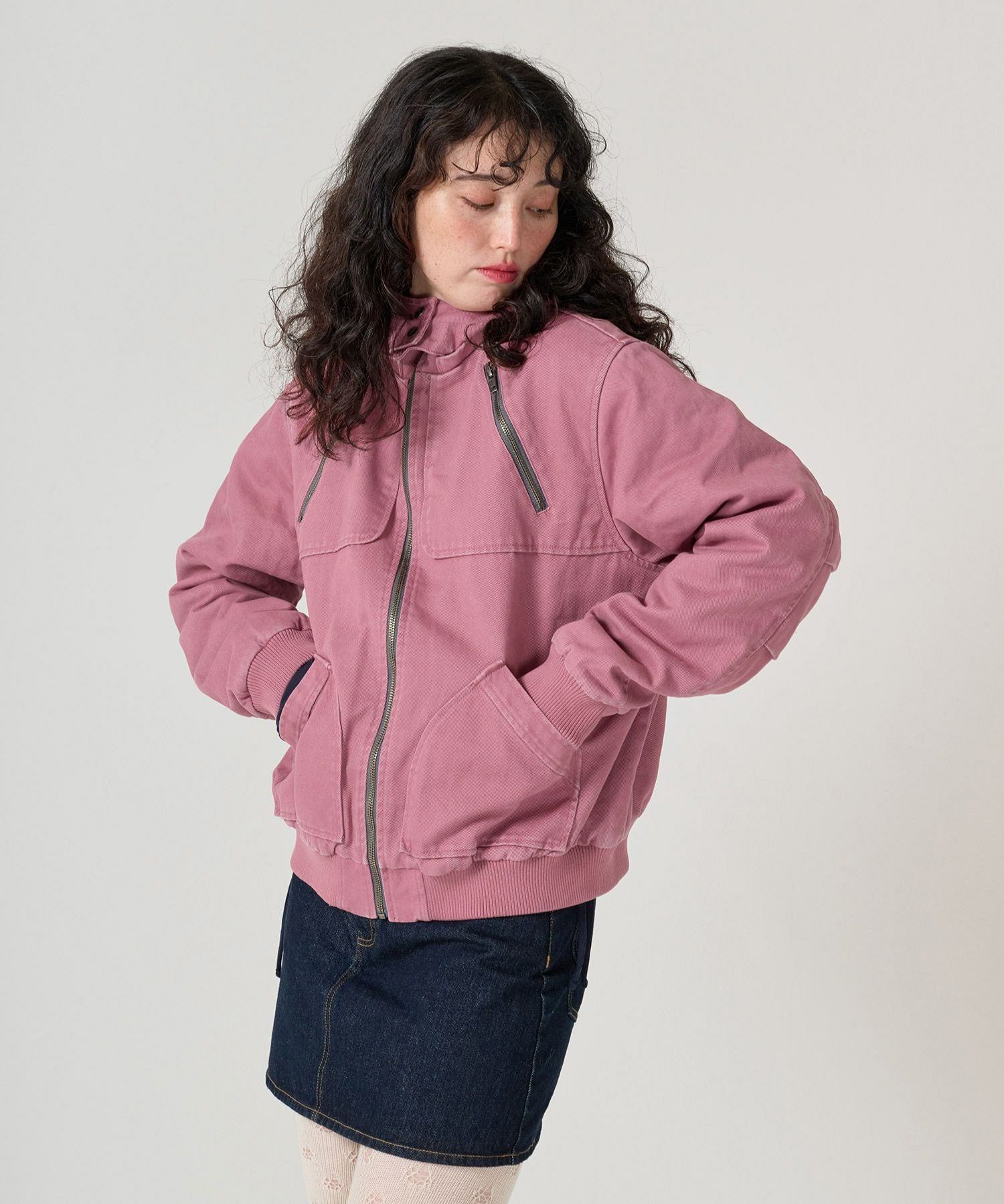 ジップアップフード付き ボンバージャケット TINA：JOJUN 全3色