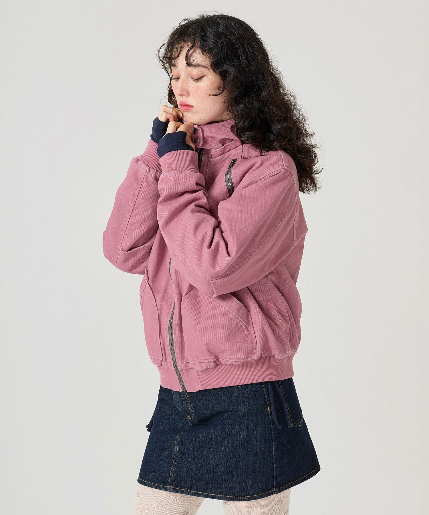 ジップアップフード付き ボンバージャケット TINA：JOJUN 全3色