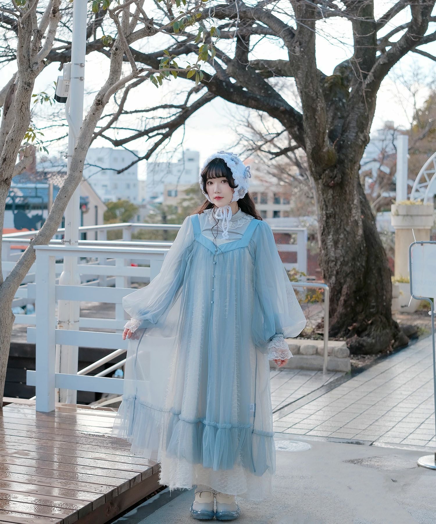 チュール ロング ワンピース miolite 全2色｜mio341-0117【1】 - 長袖