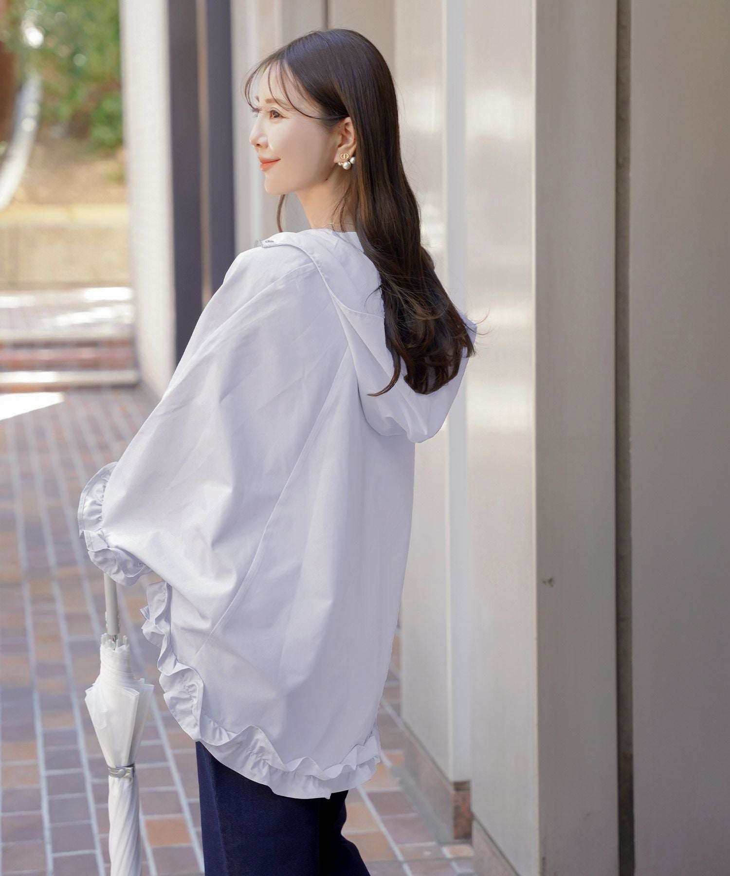 撥水 フリルヘム ポンチョ le reve vaniller 全3色｜lvn111-2032【1