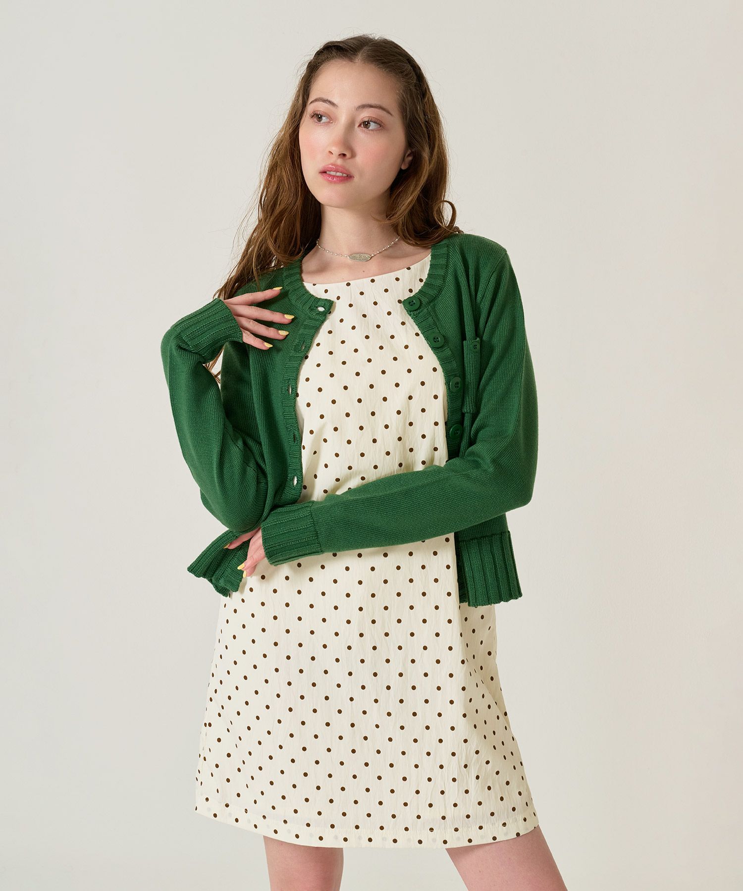 ドット柄 ミニ丈 ジャンスカ TINA：JOJUN 全2色｜tnj331-1121【3