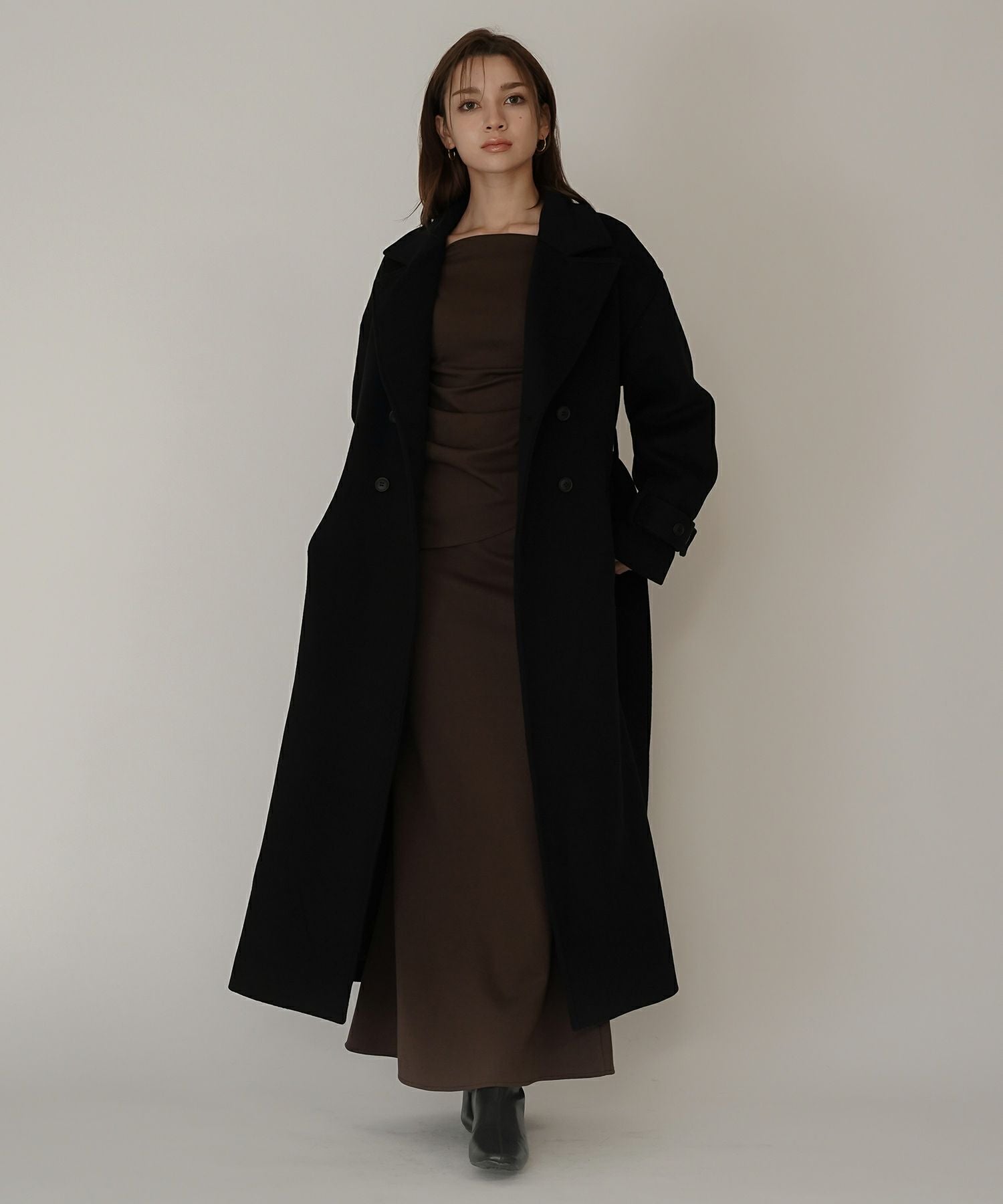 TIMESALE ベルテッド ロングコート KINO THE KEI 全3色｜ktk141-0135