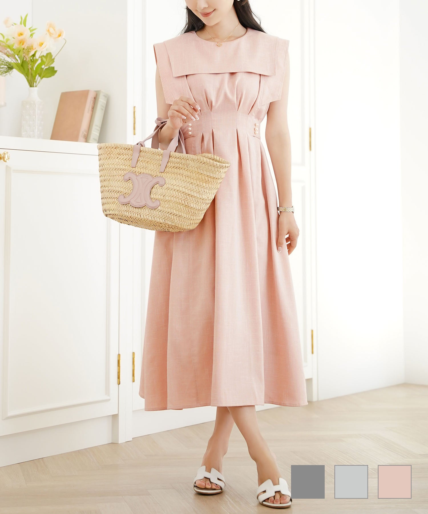 配色ステッチ セーラーカラー ワンピース le reve vaniller 全3色