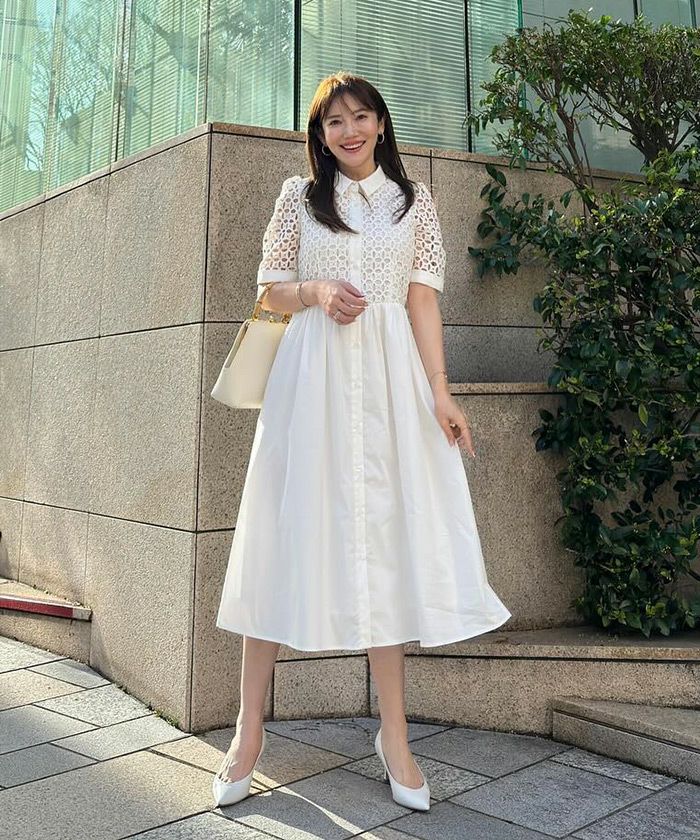 コットンレース シャツ襟 ワンピース Liala×PG 全4色｜lpg311-1367【10